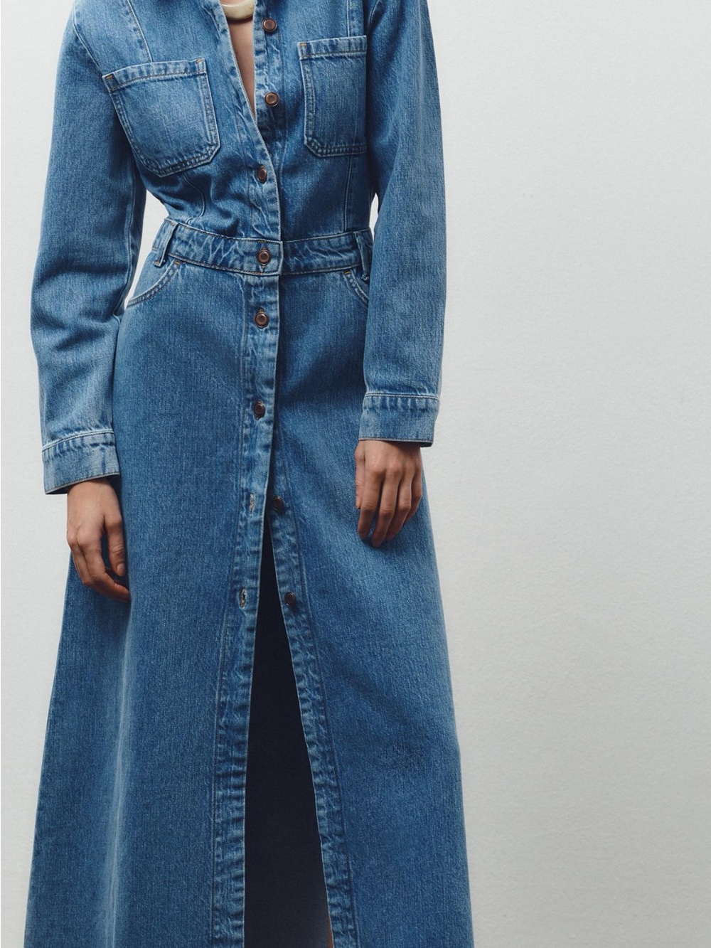 Classic Denim Button-Front Maxi Dress - Picture 2 of 7